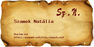 Szamek Natália névjegykártya